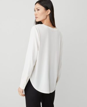 Mixed Media Pleat Front Top