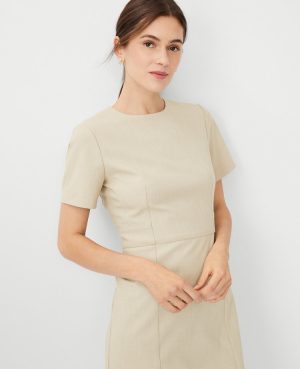 The Short Sleeve Sheath Dress in Bi-Stretch