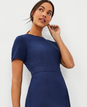 The Petite Short Sleeve Sheath Dress in Bi-Stretch