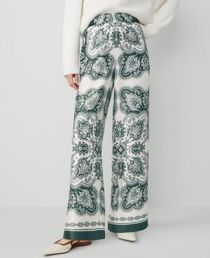 The Easy Wide-Leg Pant in Paisley Satin