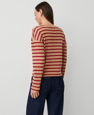 Petite Weekend Collection Stripe Relaxed Long Sleeve Top