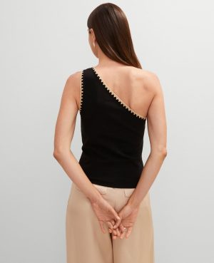 Crochet Trim One Shoulder Top