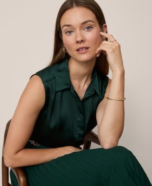 Shirred Yoke Sleeveless Shirt