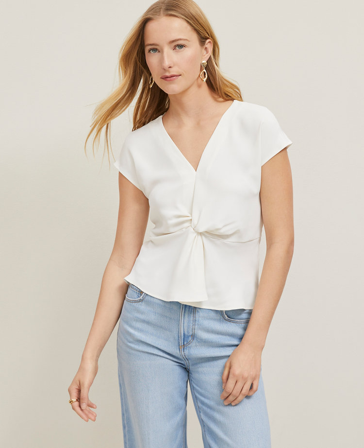 Knotted V-Neck Top