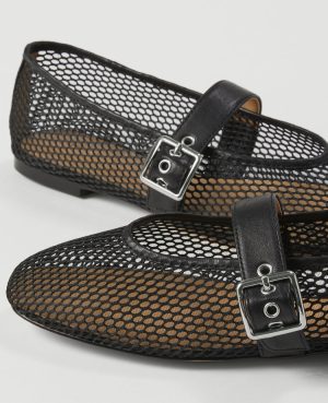 Mesh Buckled Ballet Flat
