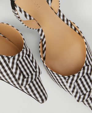Gingham Buckle Slingback Pumps