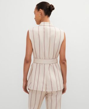 Pinstripe Belted Vest