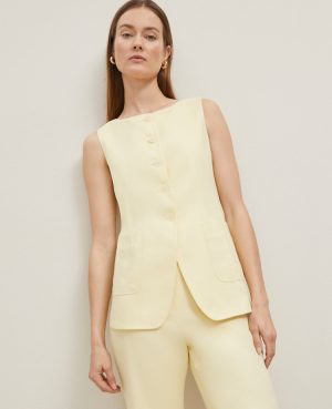 Linen Blend Long Vest