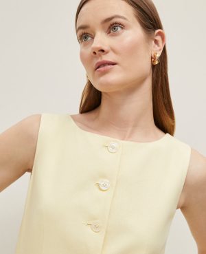 Linen Blend Long Vest