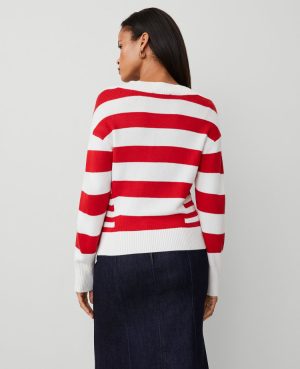 Petite Striped Envelope Neck Sweater