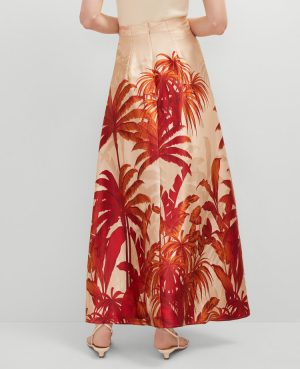Studio Collection Silk Maxi Skirt in Tropical Print