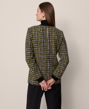 The Long Crew Neck Jacket in Houndstooth Tweed