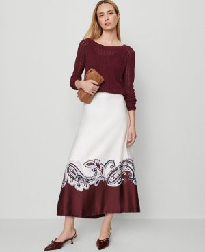 Paisley Satin Midi Skirt