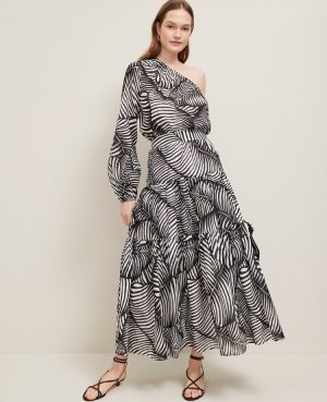 Petite Tiered Full Skirt in Palm Print
