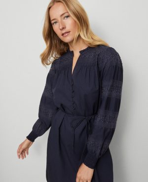 Petite Weekend Collection Ruffle Collar Belted Shift Dress