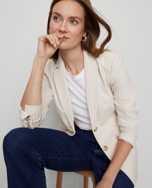 The Petite Greenwich Blazer in Pinstripe