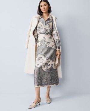 Floral Satin Midi Skirt