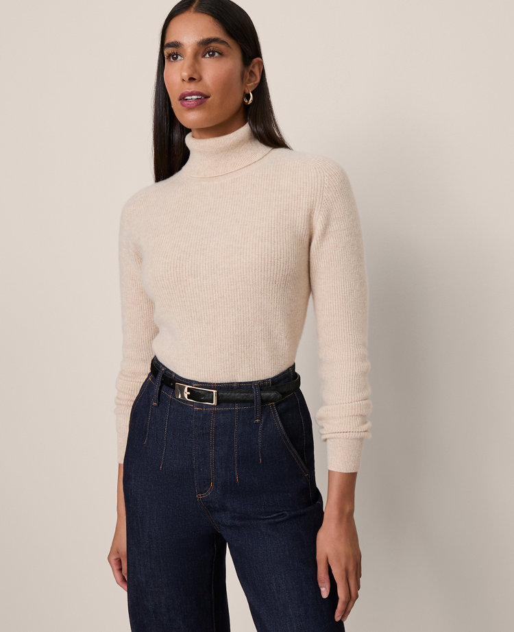 Cashmere Ribbed Turtleneck Sweater
