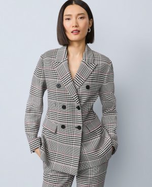 Petite Plaid Fitted Long Blazer