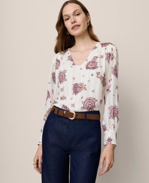 Petite Paisley V-Neck Popover