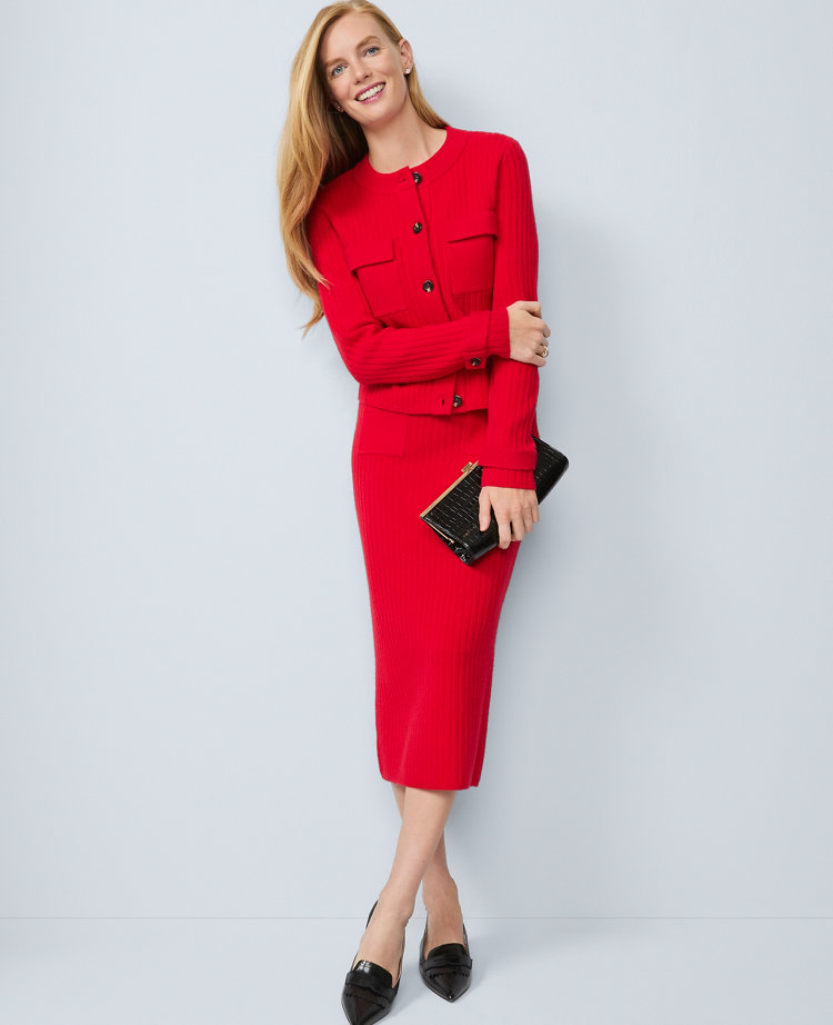 Petite Ribbed Sweater Skirt