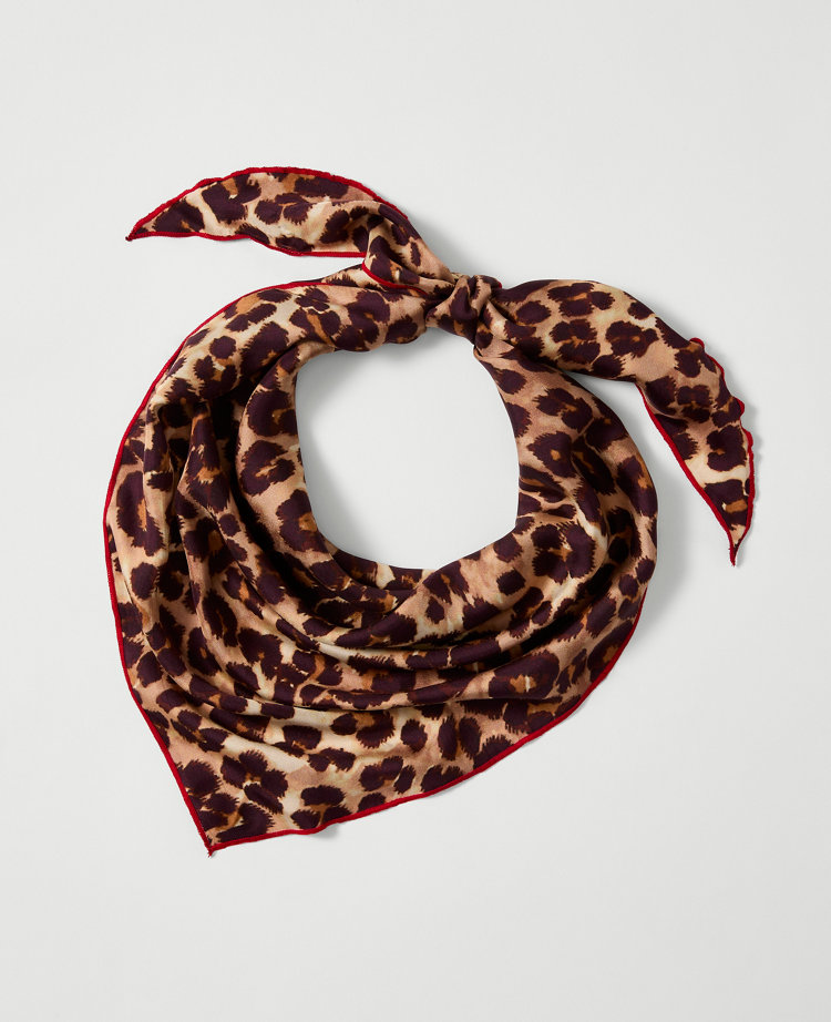 Animal Print Triangle Silk Scarf
