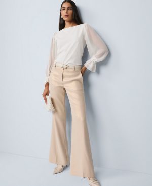 Mixed Media Pleated Sleeve Top