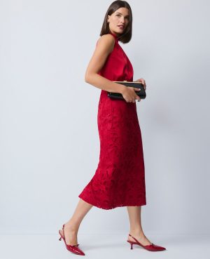 Mixed Media Halter Sheath Dress