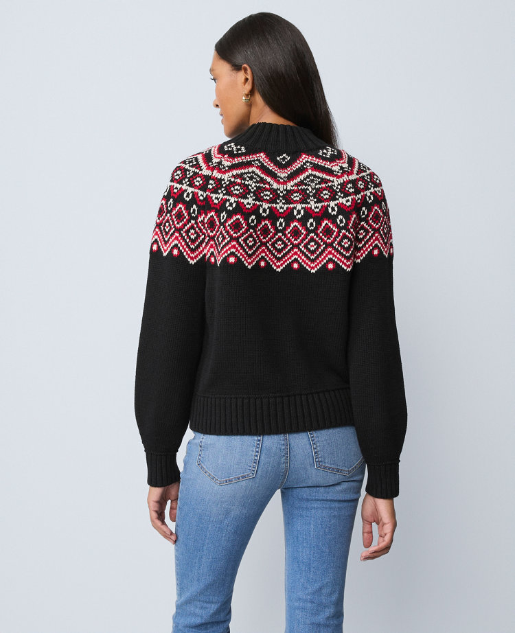Petite Weekend Collection Fair Isle Mock Neck Sweater