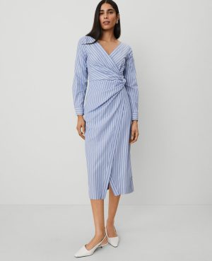 Petite Striped Asymmetric Shirtdress