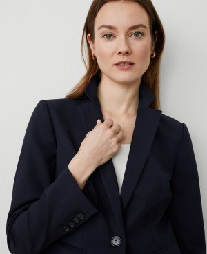 The Petite One-Button Blazer in Stretch Cotton