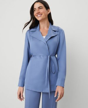 Petite Sateen Wrap Blazer