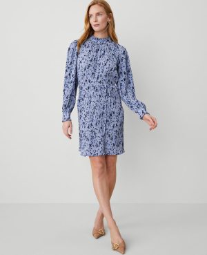 Petite Floral Plisse Belted Shift Dress