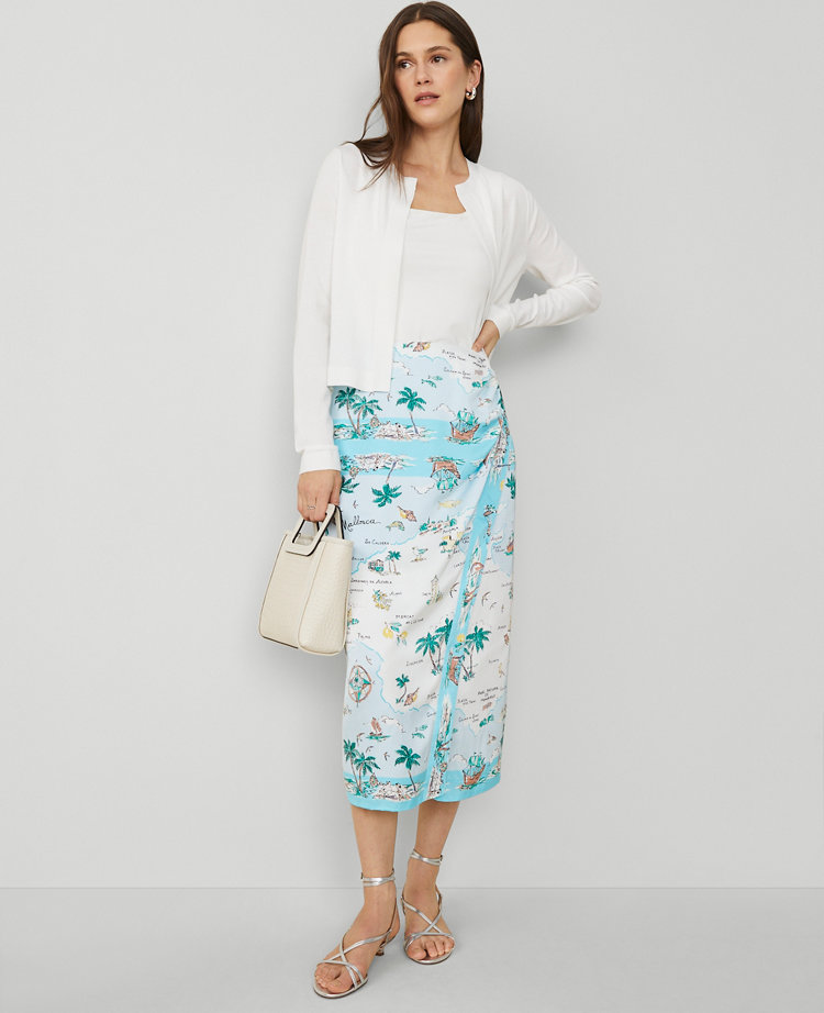 Map Print Wrap Skirt