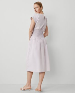 Smocked-Waist Midi Flare Dress