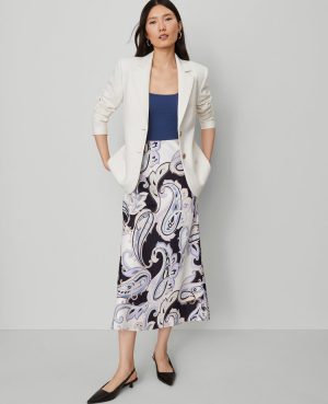 Paisley Satin Bias Slip Skirt