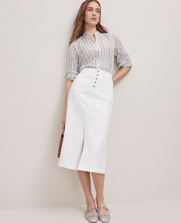 Petite Weekend Collection Denim Midi Skirt