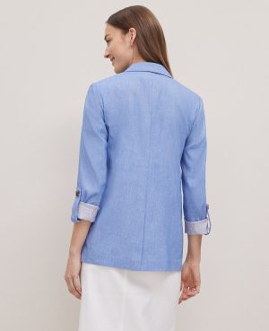 Petite Weekend Collection Roll Sleeve Linen Blend Blazer