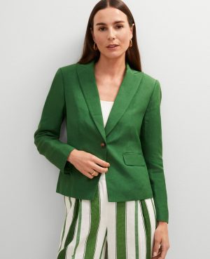 The Shorter One Button Blazer in Linen Blend