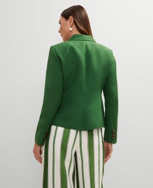 The Shorter One Button Blazer in Linen Blend