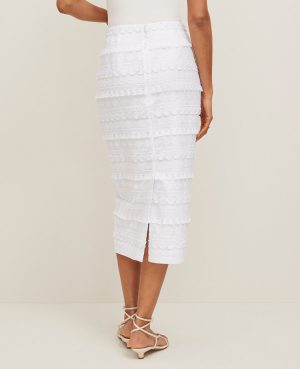 Petite Embroidered Column Midi Skirt