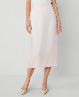 Petite Sateen Column Midi Skirt