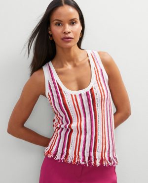 Petite Fringe Striped Shell