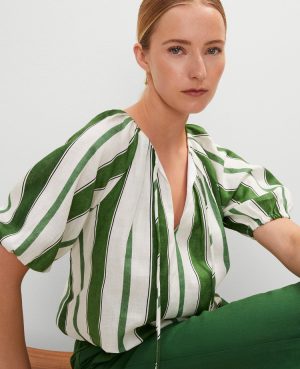 Petite Linen Blend Bubble Hem Blouse