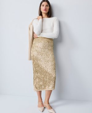 Sequin Column Midi Skirt