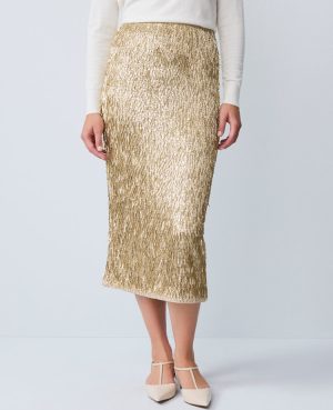 Sequin Column Midi Skirt