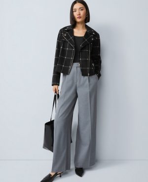 The Petite Fitted Moto Jacket in Windowpane