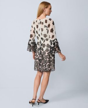 Petite Floral Ruffle Trim Flare Dress