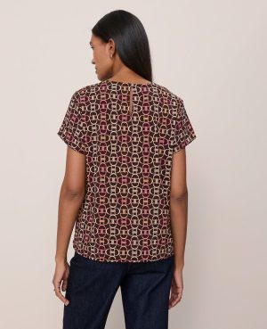 Chain Link Mixed Media Crew Neck Tee