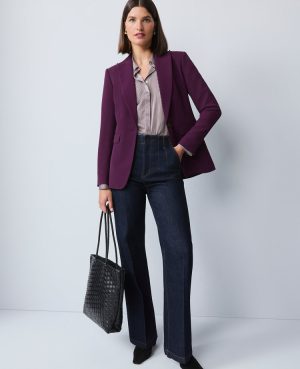 Fluid Crepe Fitted Long Blazer